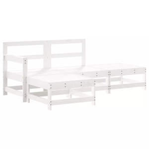 vidaXL, vidaXL 4-tlg. Garten-Lounge-Set Weiß Massivholz Kiefer, vidaXL 4-tlg. Garten-Lounge-Set Weiß Massivholz Kiefer
