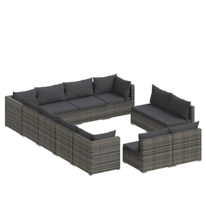 vidaXL, vidaXL 12-tlg. Garten-Lounge-Set mit Kissen Grau Poly Rattan, 
