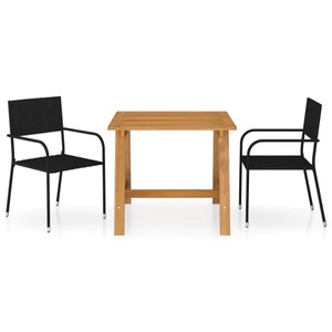 vidaXL, vidaXL 3-tlg. Garten-Essgruppe Schwarz, vidaXL 3-tlg. Garten-Essgruppe Schwarz