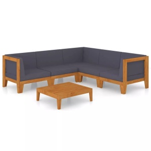 vidaXL, vidaXL 6-tlg. Garten-Lounge-Set mit Kissen Akazie Massivholz, vidaXL 6-tlg. Garten-Lounge-Set mit Kissen Akazie Massivholz