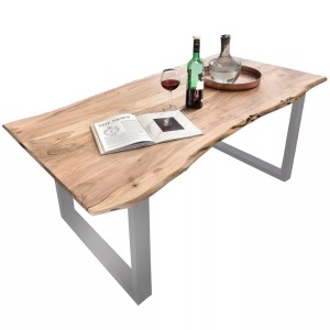 mutoni living, Esstisch Unique natur silber 140x80x2.6, Esstisch Unikat natur silber 140x80x2.6