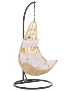 Beliani, Beliani ATRI II Hängesessel, Beliani - Hängesessel mit Gestell aus PE Rattan Retro ATRI II, One Size, Nude