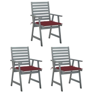 vidaXL, vidaXL Garten-Essstühle mit Kissen 3 Stk. Massivholz Akazie, 
