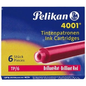 Pelikan, Pelikan Cartouche d'encre 4001 Rouge, 6, PELIKAN Tinte 4001 TP/6 301192 brillantrot 6 Stück