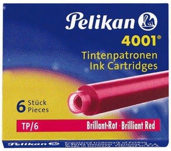 Pelikan, Pelikan Cartouche d'encre 4001 Rouge, 6, PELIKAN Tinte 4001 TP/6 301192 brillantrot 6 Stück