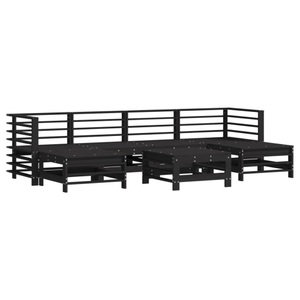 vidaXL, vidaXL 7-tlg. Garten-Lounge-Set Schwarz Massivholz Kiefer, 