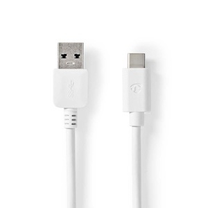 Nedis, USB-Kabel | USB 3.2 Gen 1 | USB-A Stecker | USB-C? Stecker | 60 W | 5 Gbps | Vernickelt | 1,00 m | Rund | PVC | Weiß | Box