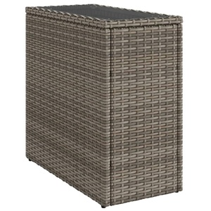 vidaXL, vidaXL Garten-Beistelltisch mit Glasplatte Grau 58x27,5x55 cm Rattan