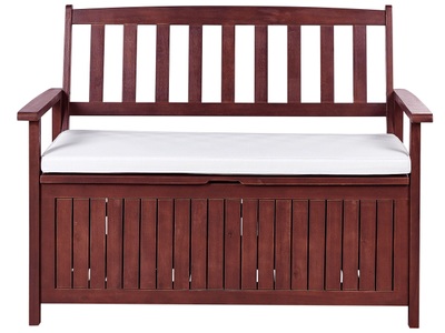 Beliani, Bank mit Auflage aus Akazienholz Klassisch SOVANA Bank mit Auflage aus Akazienholz Klassisch SOVANA, Beliani - Gartenbank mit Auflage aus Akazienholz Klassisch SOVANA, One Size, Bordeaux