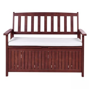 Beliani, Bank mit Auflage aus Akazienholz Klassisch SOVANA Bank mit Auflage aus Akazienholz Klassisch SOVANA, Beliani - Gartenbank mit Auflage aus Akazienholz Klassisch SOVANA, One Size, Bordeaux