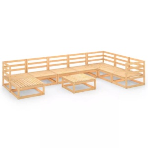 vidaXL, vidaXL 9-tlg. Garten-Lounge-Set Massivholz Kiefer, vidaXL 9-tlg. Garten-Lounge-Set Massivholz Kiefer