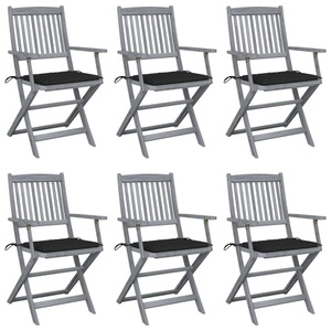 vidaXL, vidaXL Klappbare Gartenstühle 6 Stk. mit Sitzkissen Massivholz Akazie