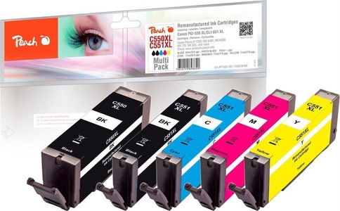 Peach, Peach Patrone Canon MG5450 550/551 MultiPackPlus Retail Comp, Tinte Spar Pack Plus PI100-187