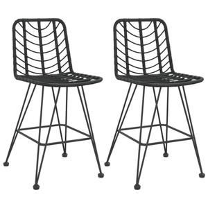 vidaXL, vidaXL Barhocker 2 Stk. Schwarz 45x56x103,5 cm PE-Rattan und Stahl, vidaXL Barhocker 2 Stk. Schwarz 45x56x103,5 cm PE-Rattan und Stahl