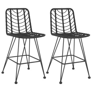 vidaXL, vidaXL Barhocker 2 Stk. Schwarz 45x56x103,5 cm PE-Rattan und Stahl, vidaXL Barhocker 2 Stk. Schwarz 45x56x103,5 cm PE-Rattan und Stahl