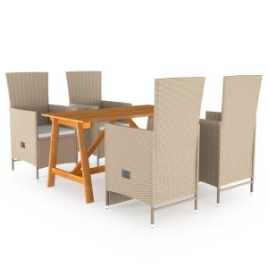 vidaXL, vidaXL 5-tlg. Garten-Essgruppe Beige, vidaXL 5-tlg. Garten-Essgruppe Beige