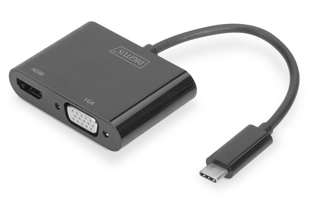 Digitus, Digitus USB / HDMI / VGA Adapter [1x USB-C™ Stecker - 1x HDMI-Buchse, VGA-Buchse] Schwarz, 