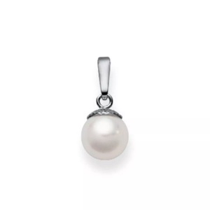 MUAU Schmuck, Anhänger Weissgold 750 Akoya Perle, 15x7mm Damen ONE SIZE, MUAU Schmuck - Anhänger Weissgold 750 Akoya Perle, 15x7mm, One Size, Weiss