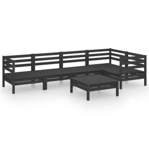 vidaXL, vidaXL 6-tlg. Garten-Lounge-Set Massivholz Kiefer Schwarz