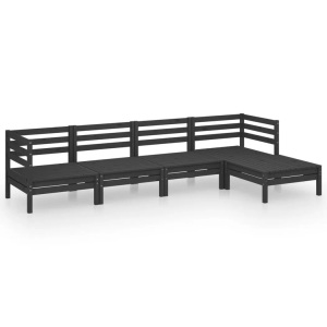 vidaXL, vidaXL 5-tlg. Garten-Lounge-Set Massivholz Kiefer Schwarz