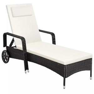 TecTake, Sonnenliege Rattan mit Rollen Sonnenliege Rattan mit Rollen, Tectake - Sonnenliege Rattan mit Rollen, 200 cm, Schwarz Leicht