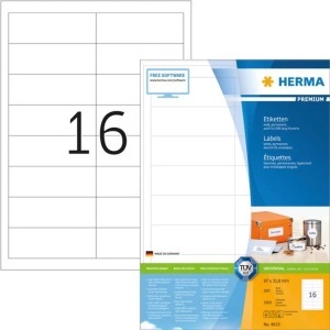 Hema, Hema HERMA Etiketten Premium A4 weiss 97x33,8 mm Papier 3200 St., HERMA - Etiketten Premium 96,5×33,8mm 4619 weiss 3200 Stück, One Size