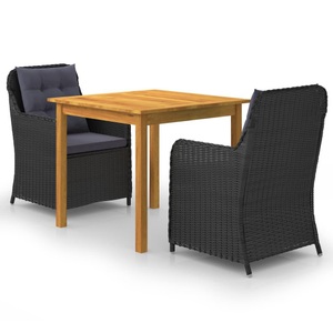 vidaXL, vidaXL 3-tlg. Garten-Essgruppe Schwarz, vidaXL 3-tlg. Garten-Essgruppe Schwarz