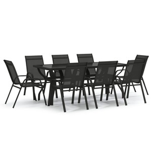 vidaXL, vidaXL 9-tlg. Garten-Essgruppe Schwarz, 