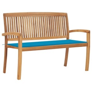 vidaXL, vidaXL Stapelbare Gartenbank mit Auflage 128,5 cm Massivholz Teak, 