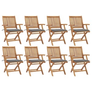 vidaXL, vidaXL Klappbare Gartenstühle mit Kissen 8 Stk. Massivholz Teak
