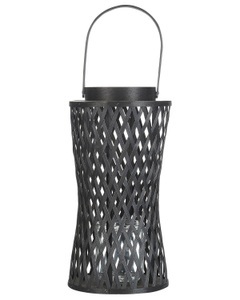 Beliani, Windlichtsäulen Aus Bambusholz Boho Mactan Unisex ONE SIZE, Beliani - Laterne aus Bambusholz Boho MACTAN, One Size, Schwarz