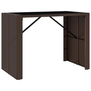 vidaXL, vidaXL Bartisch mit Glasplatte Braun 145x80x110 cm Poly Rattan, vidaXL Bartisch mit Glasplatte Braun 145x80x110 cm Poly Rattan