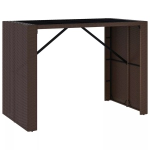 vidaXL, vidaXL Bartisch mit Glasplatte Braun 145x80x110 cm Poly Rattan, vidaXL Bartisch mit Glasplatte Braun 145x80x110 cm Poly Rattan