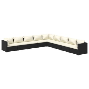 vidaXL, vidaXL 9-tlg. Garten-Lounge-Set mit Kissen Poly Rattan Schwarz, 