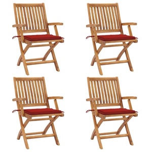 vidaXL, vidaXL Klappbare Gartenstühle mit Kissen 4 Stk. Massivholz Teak