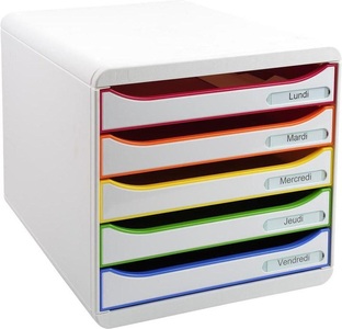 Exacompta, Exacompta Schubladenelement Big Box, Exacompta Schubladenbox Big Box Plus 5 Schubladen, Weiss