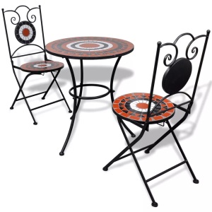 Diverse Hardware, 3-tlg. Bistro-Set Keramikfliese Terrakotta/Weiss, vidaXL 3-tlg. Bistro-Set Keramik Terrakotta und Weiß