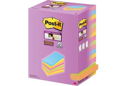 POST-IT, POST-IT Super Sticky Tower 127x76mm 655-16SS-COL farbig 16x90 Blatt, 3M Post-it Super Sticky Tower, 127mm x 76mm, farbig, 655-16SS-COL, ( 16 x 90 Blatt)