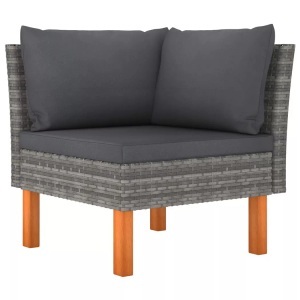 vidaXL, vidaXL Ecksofa Poly Rattan und Eukalyptus Massivholz, vidaXL Ecksofa Poly Rattan und Eukalyptus Massivholz