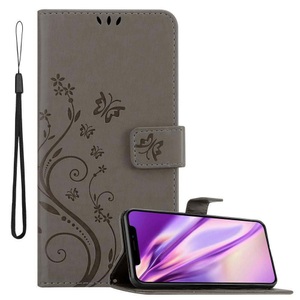 Cadorabo, Hülle für Apple iPhone XS MAX Blumen Design Magnetverschluss, Cadorabo - Hülle für Apple iPhone XS MAX Blumen Design Magnetverschluss, Grau