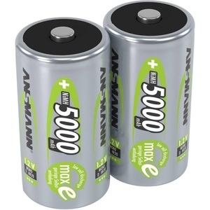Ansmann, NiMH Mono D Akku mit 5000 mAh und maxE Technologie - 2 Stück, Ansmann NiMH Akku maxE, ready2use Mono D, 5000mAh, R20, 2er-Pack