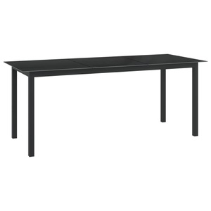 vidaXL, vidaXL Gartentisch Schwarz 190x90x74 cm Aluminium und Glas