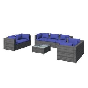 vidaXL, vidaXL 8-tlg. Garten-Lounge-Set mit Kissen Poly Rattan Grau, 