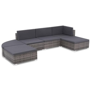 vidaXL, vidaXL 6-tlg. Garten-Lounge-Set mit Kissen Poly Rattan Grau