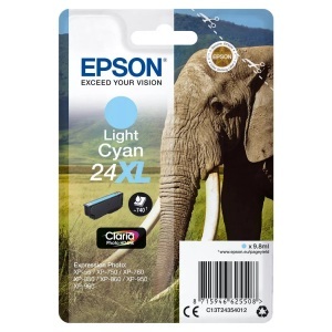 Epson, Epson 24Xl light cyan Tintenpatrone, Epson Tintenpatrone, hell-blau, T243540, (500 Seiten)
