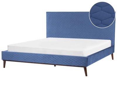 Beliani, Bett mit Lattenrost aus Samtstoff Retro BAYONNE Bett mit Lattenrost aus Samtstoff Retro BAYONNE