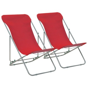 vidaXL, vidaXL Klappbare Strandstühle 2 Stk. Stahl und Oxford-Gewebe Rot