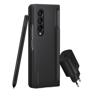 Samsung, Samsung - Galaxy Z Fold4 5G Antibakterielle Flip Cover Tasche mit S-Pen + 25W Netzteil (EF-OF93KKBEGWW) - Schwarz, 
