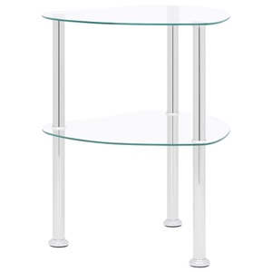 vidaXL, vidaXL Beistelltisch mit 2 Ablagen Transparent 38x38x50 cm Hartglas