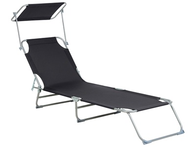Beliani, Gartenliege Stahl schwarz Sonnendach ver, Beliani - Liege aus Stahl Modern FOLIGNO, One Size, Schwarz